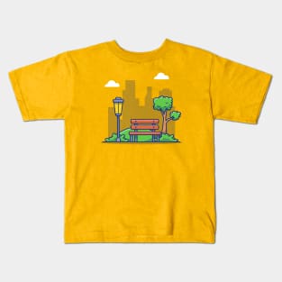 Park Bench And Lamp, Grass Kids T-Shirt